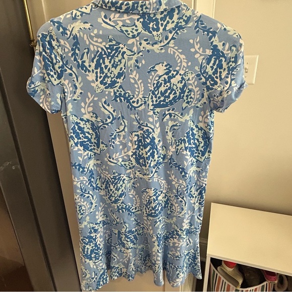 Lilly Pulitzer GIRLS MINI SADIE POLO DRESS Blue Peri Turtley Awesome XL - Picture 8 of 11